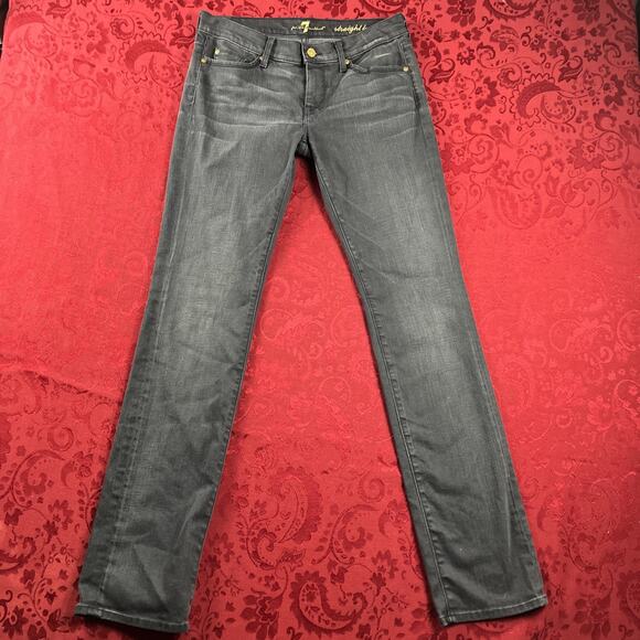 7 For All Mankind Jeans Straight Leg Womens Size 29 Gray Made In USA‎ Y2K - Picture 1 of 11
